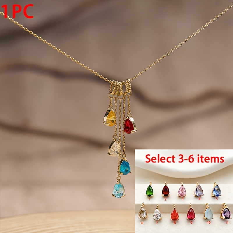 Personalized Birthstone Teardrop Tassel Necklace